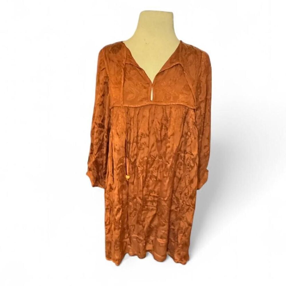 Natural Life Rose Boho Festival Mini Dress Rust Size Small - Picture 2 of 8